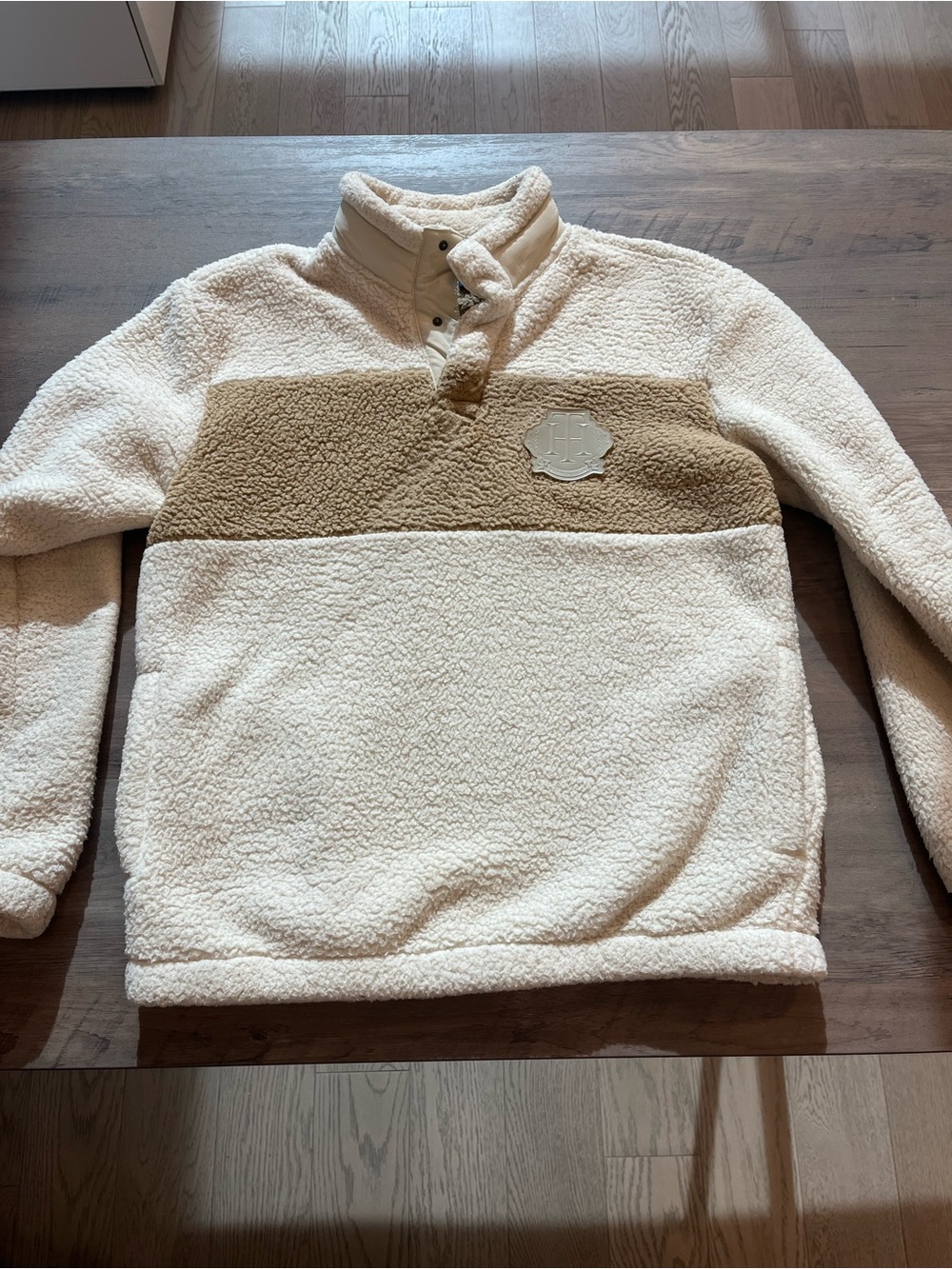 Tommy Hilfiger Cream and Tan Sherpa Pullover